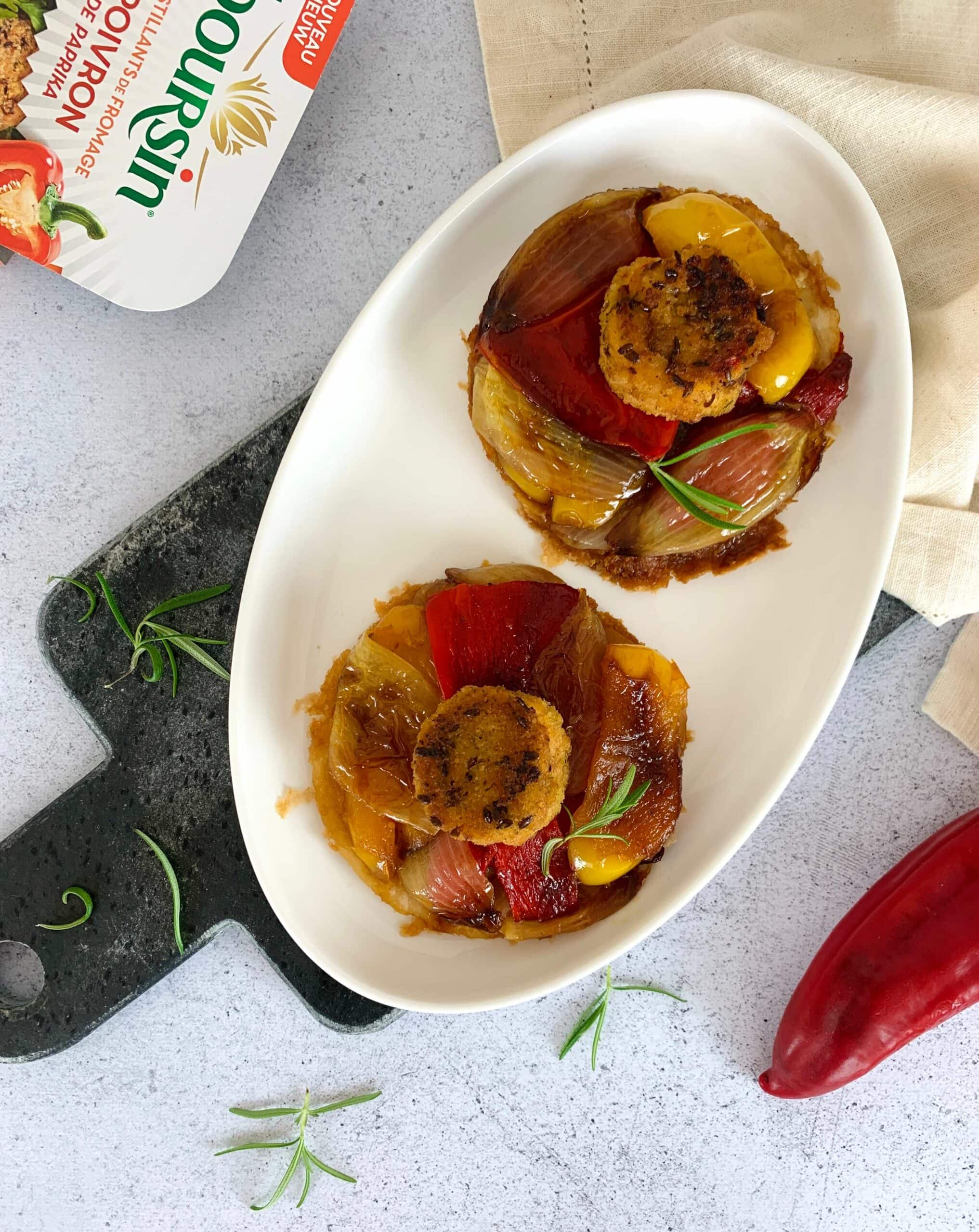 Poêlon à raclette CAMBOZOLA avec rumsteck, oignons caramélisés et poivrons