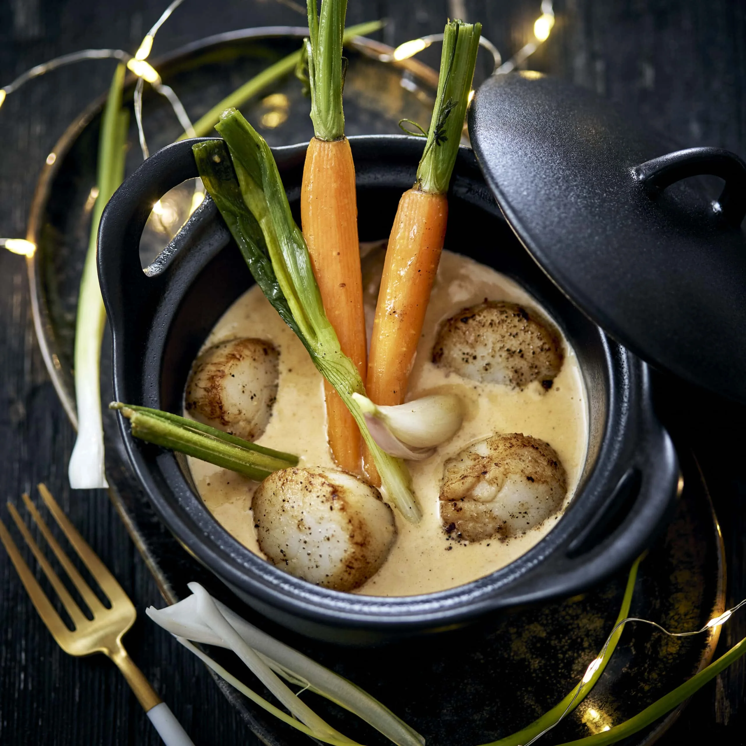 Saint-Jacques aux petits légumes