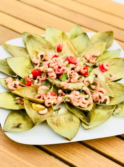 Artichaut aux crevettes grises 