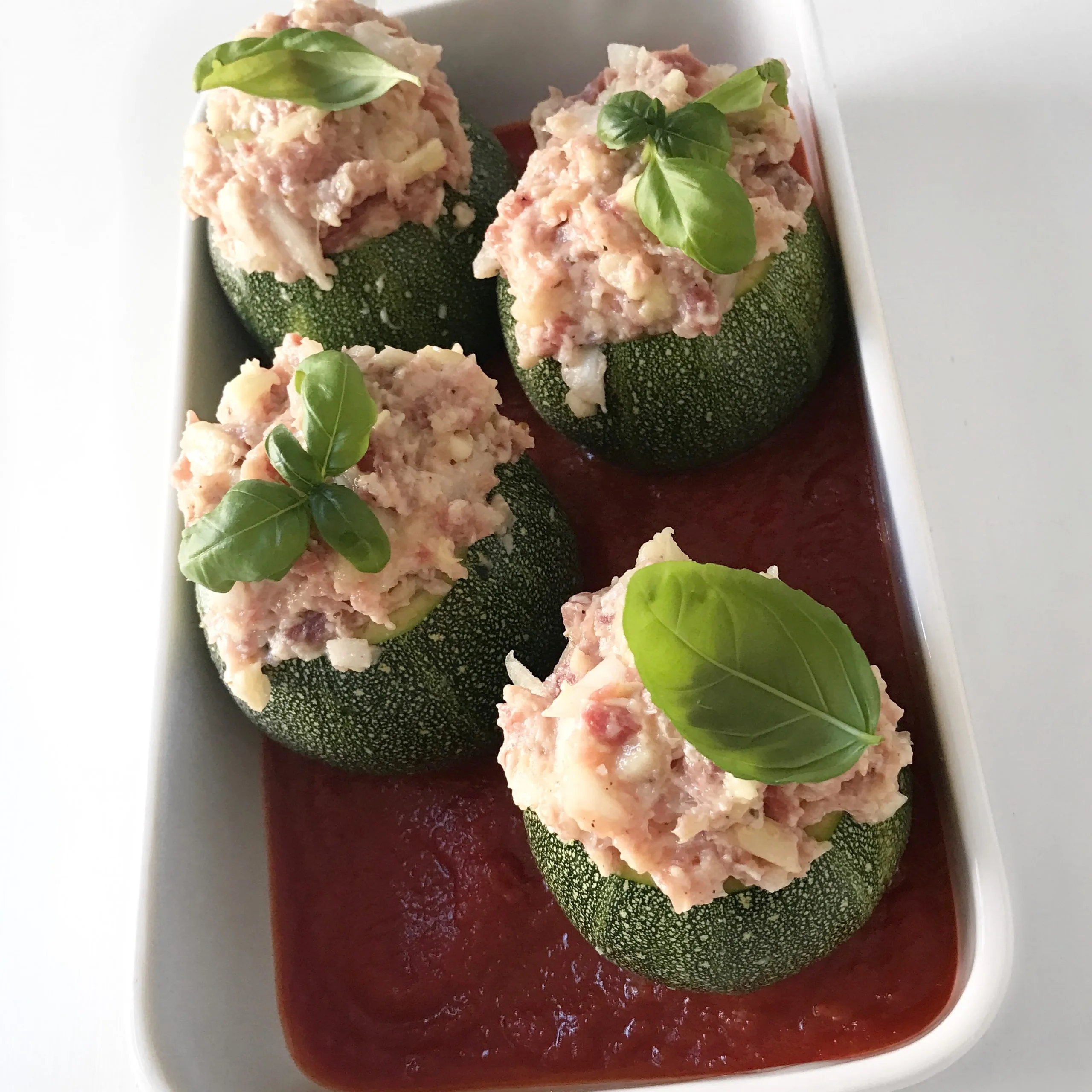 Courgettes farcies au Serrano et parmesan