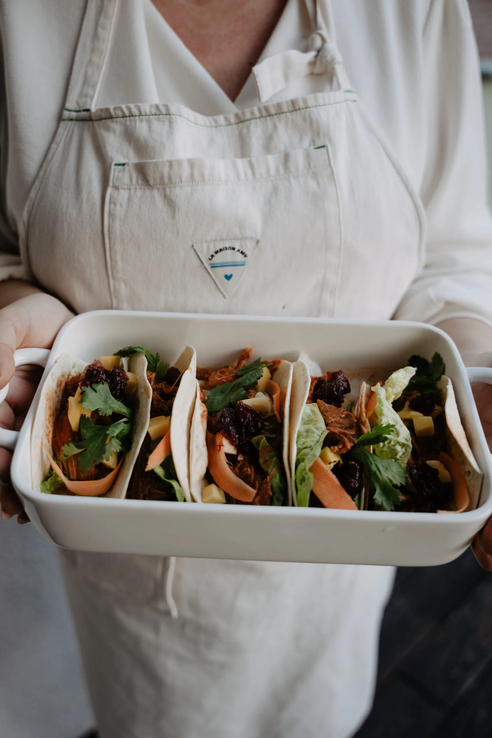 Tacos de gigot d’agneau irlandais et légumes pickles