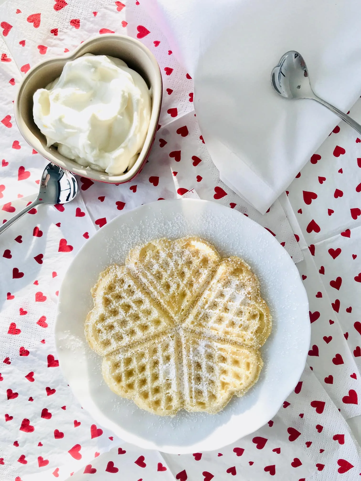 Gaufres de Bruxelles en forme de coeur