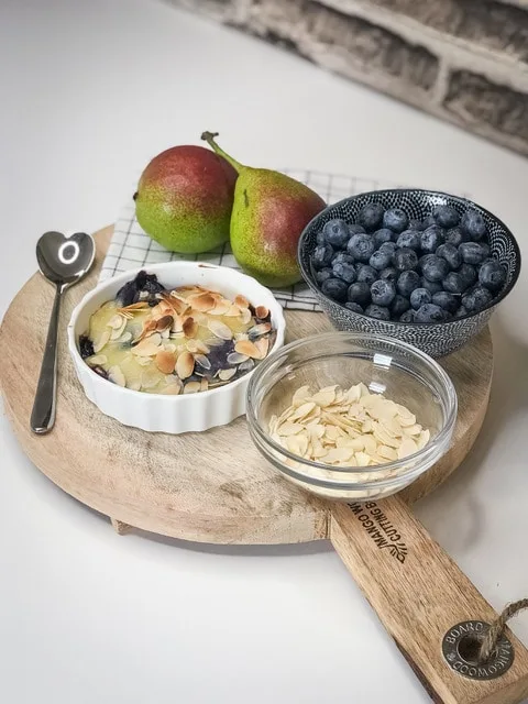 Gratin de myrtilles et poires