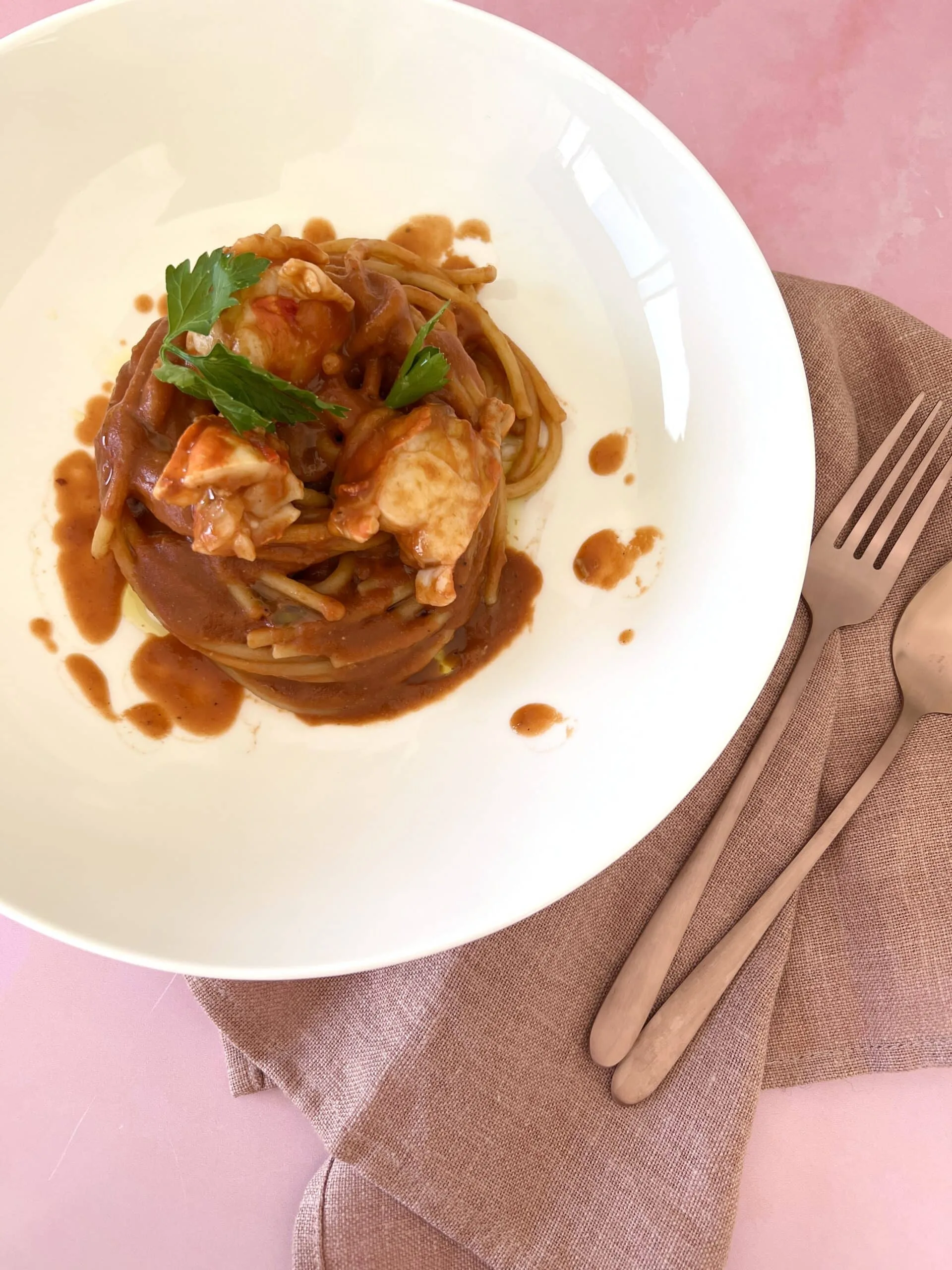 Spaghetti aux gambas black tiger