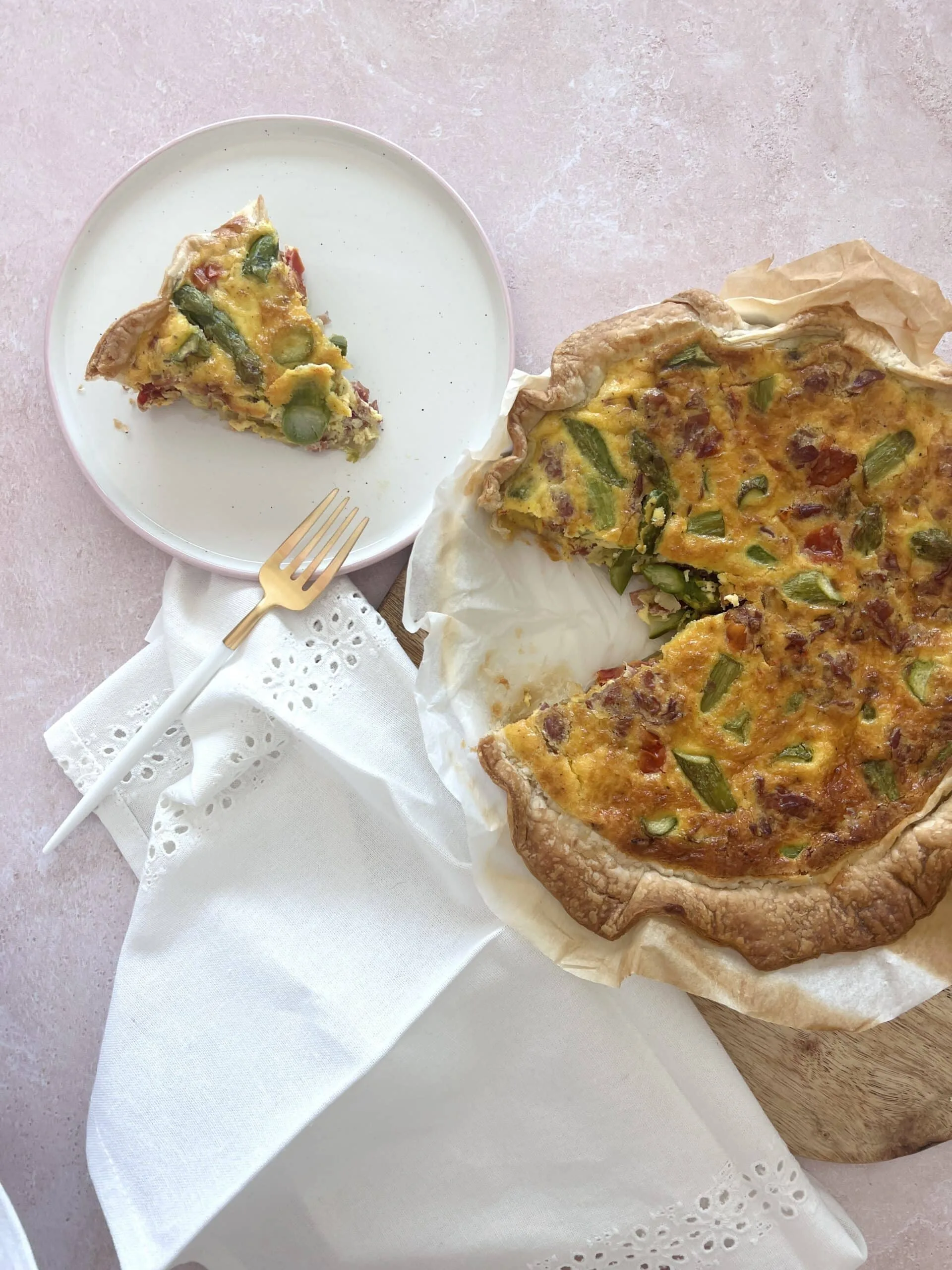 Quiche croustillante aux asperges vertes et coppa