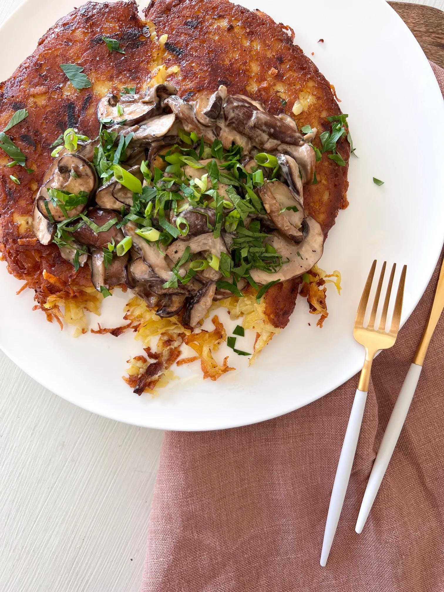 Galette de pommes de terre aux champignons