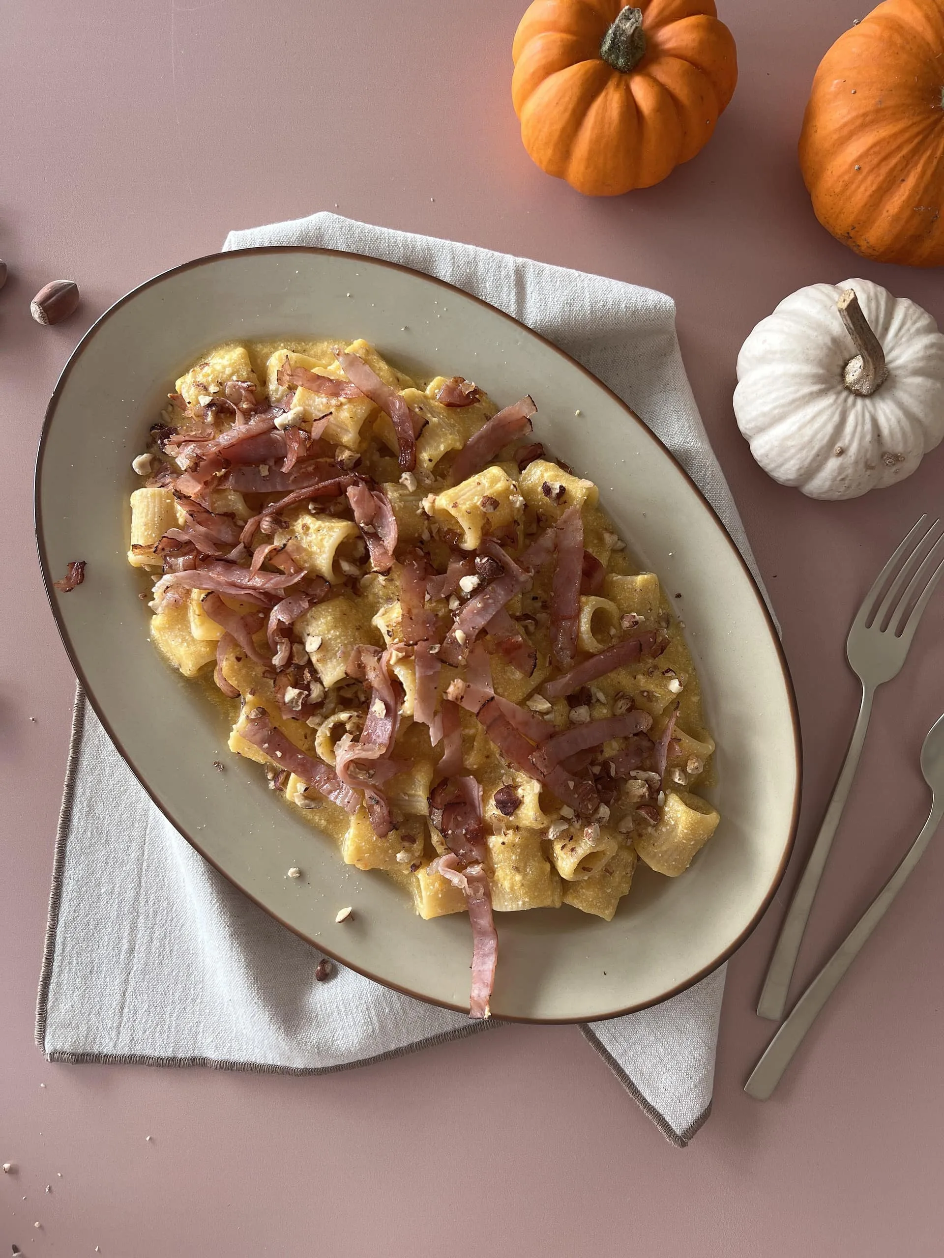 Rigatoni courge et noisettes