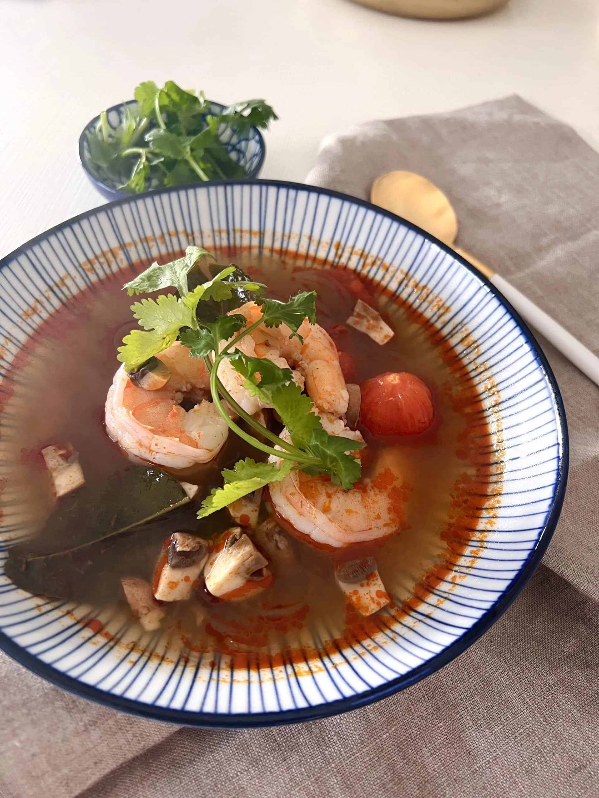 Potage crevettes et citronnelle