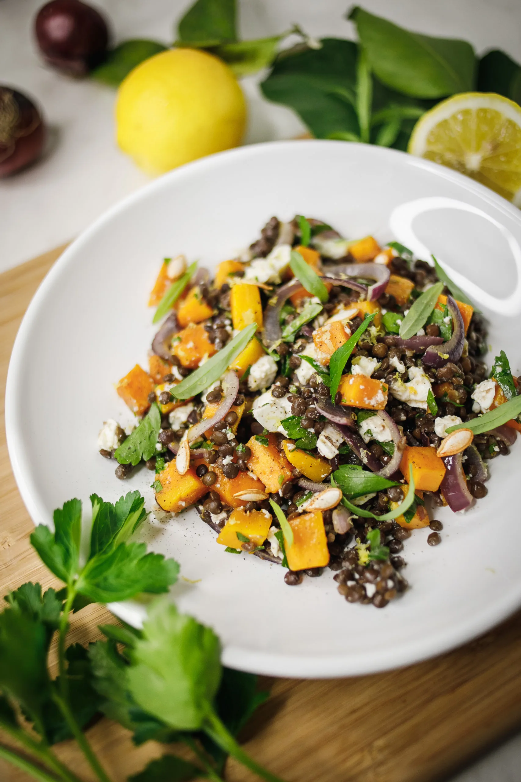 Lentilles butternut et feta