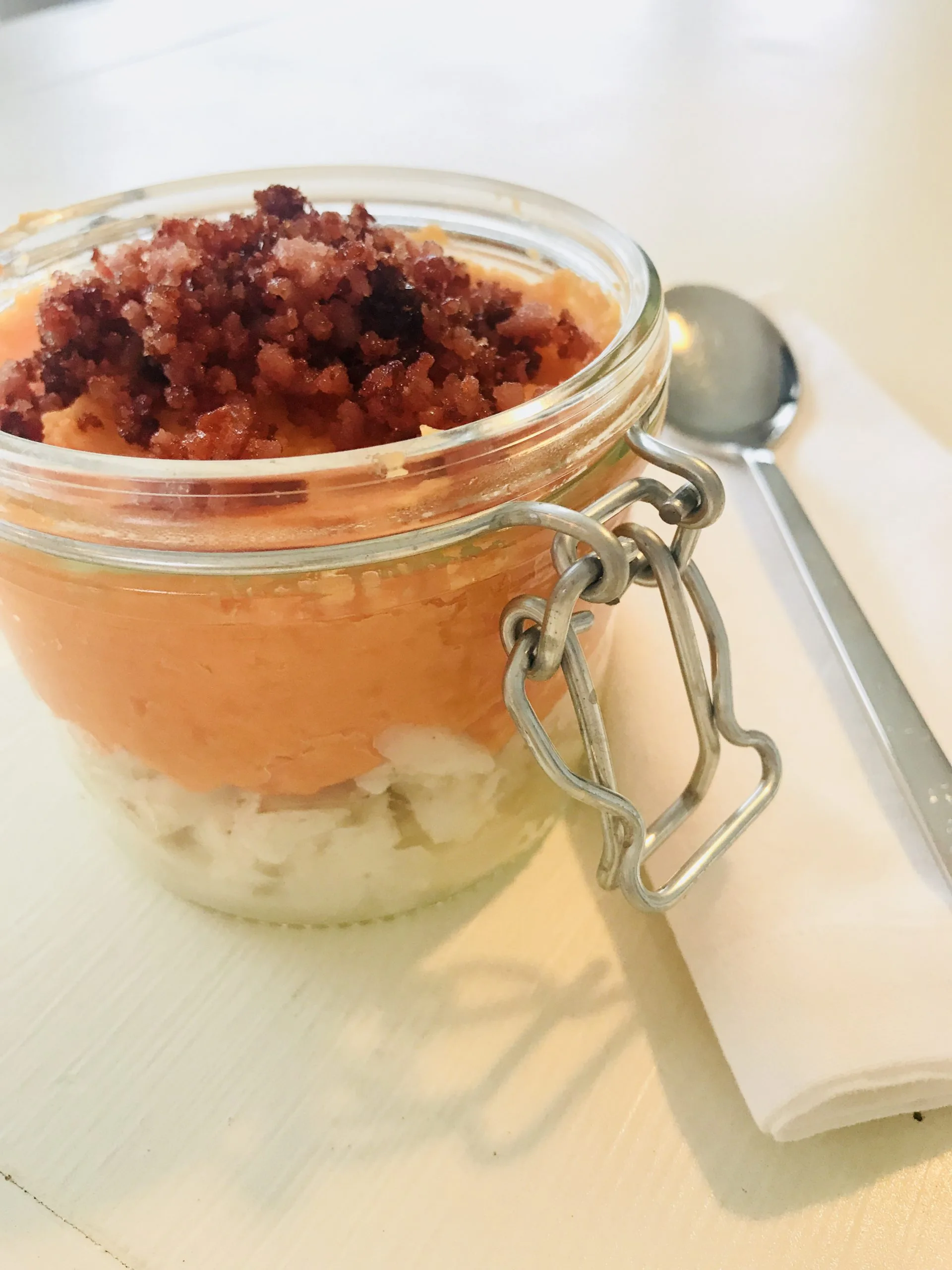 Parmentier de Cabillaud – Patates Douces et Poudre de bacon 