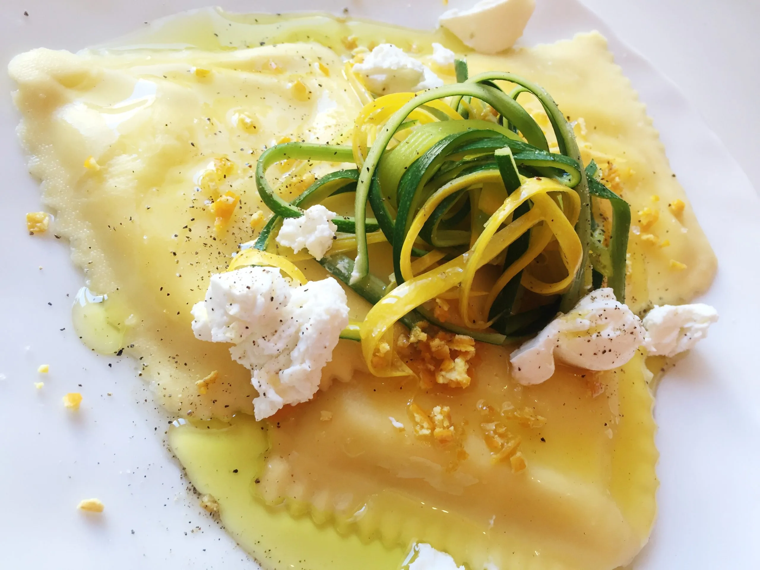 Pâtes farcie chèvre – orange, zeste de clémentine et courgette