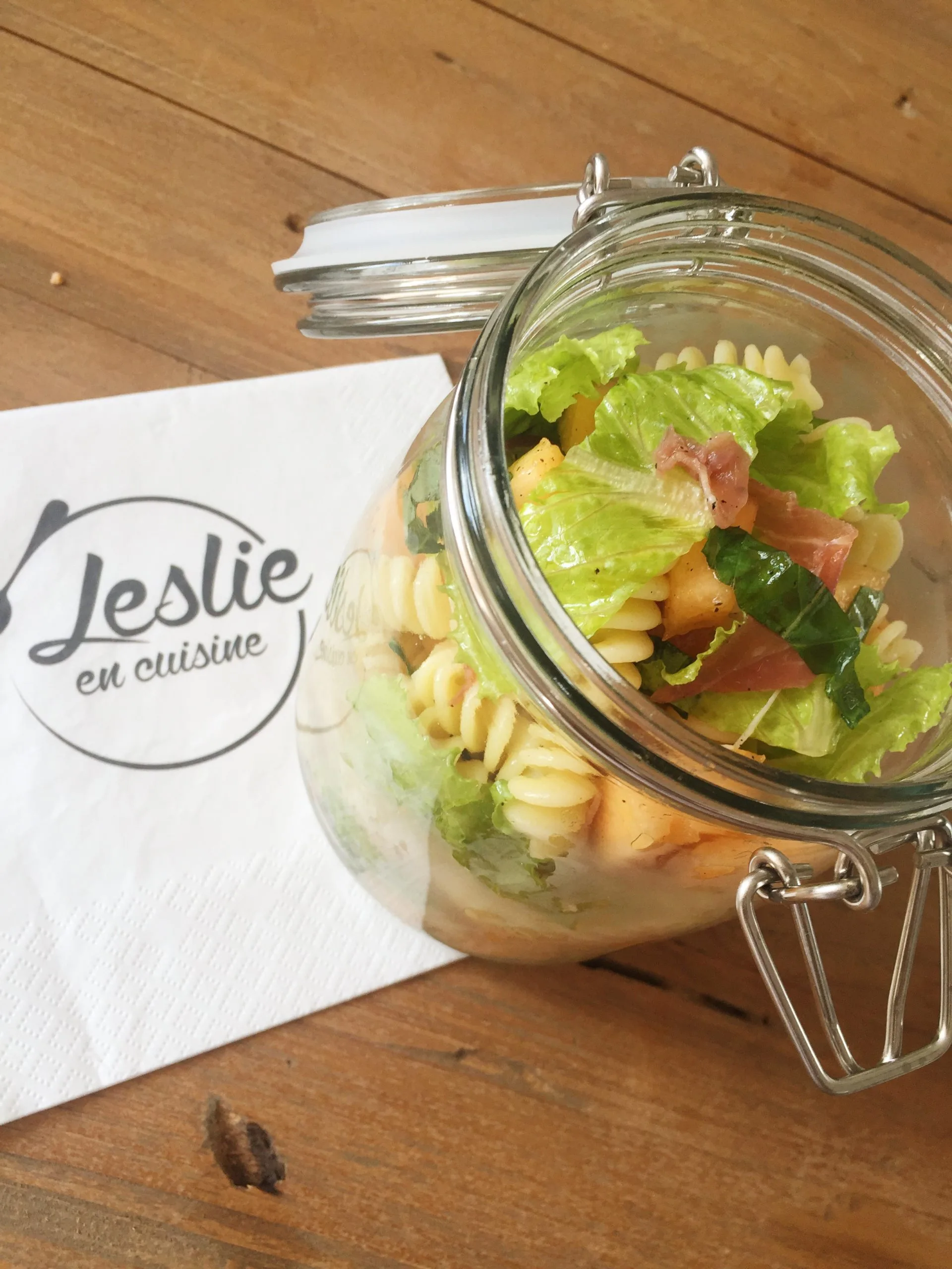 Fusilli melon – salade romaine – huile d’olive