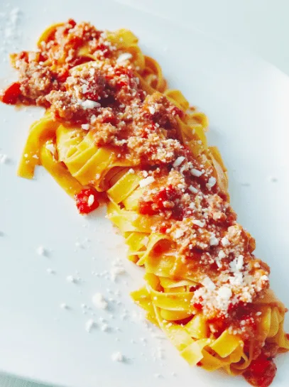 Tagliatelle Hachis-Jambon-Poivron