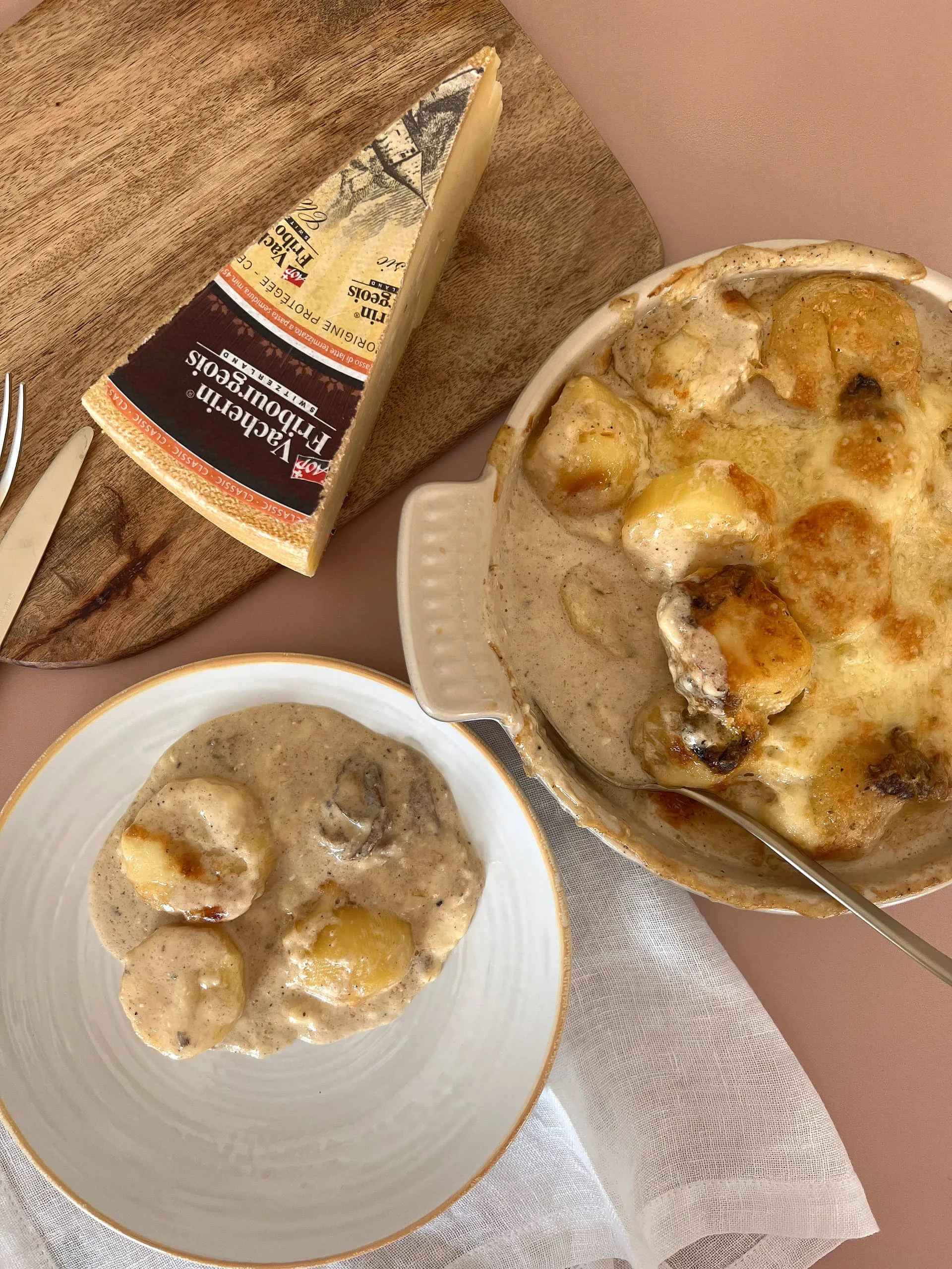 Gratin de pommes de terre, cèpes et Vacherin Fribourgeois AOP