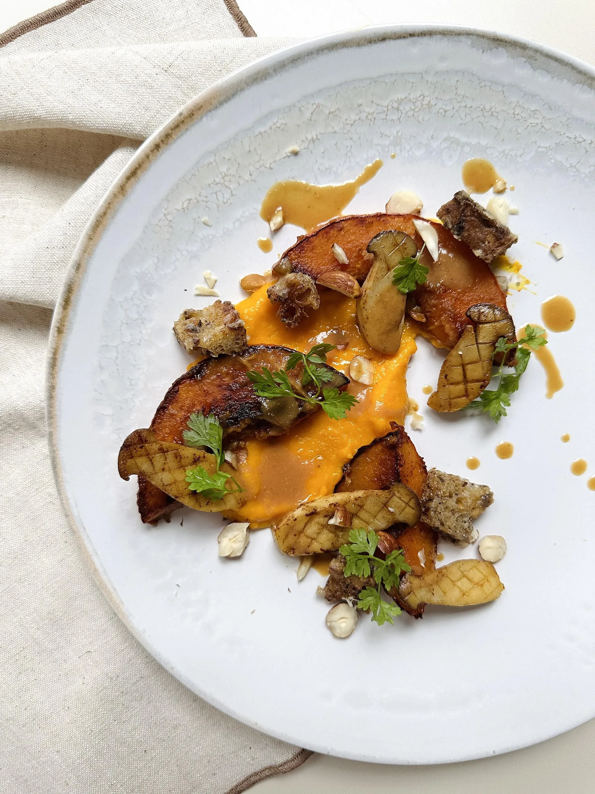 Potimarron laqué au miso et eryngii