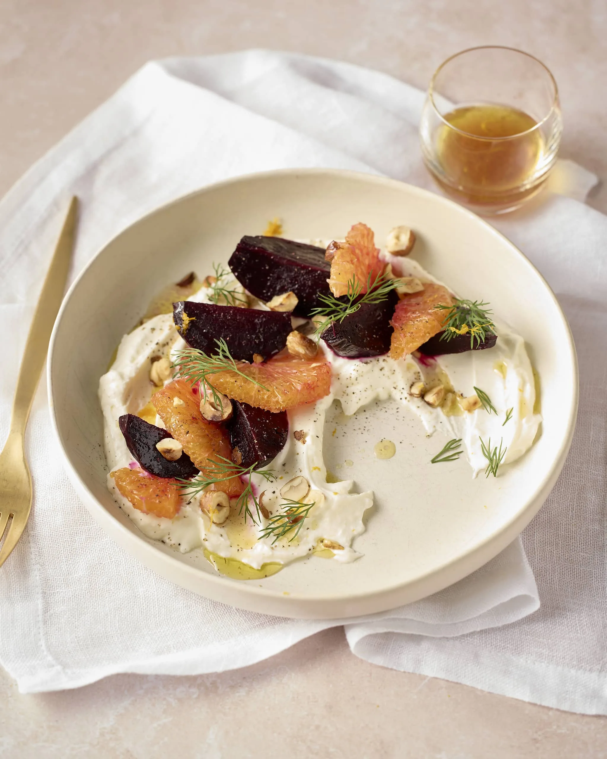 Salade betteraves, oranges sanguines et labneh