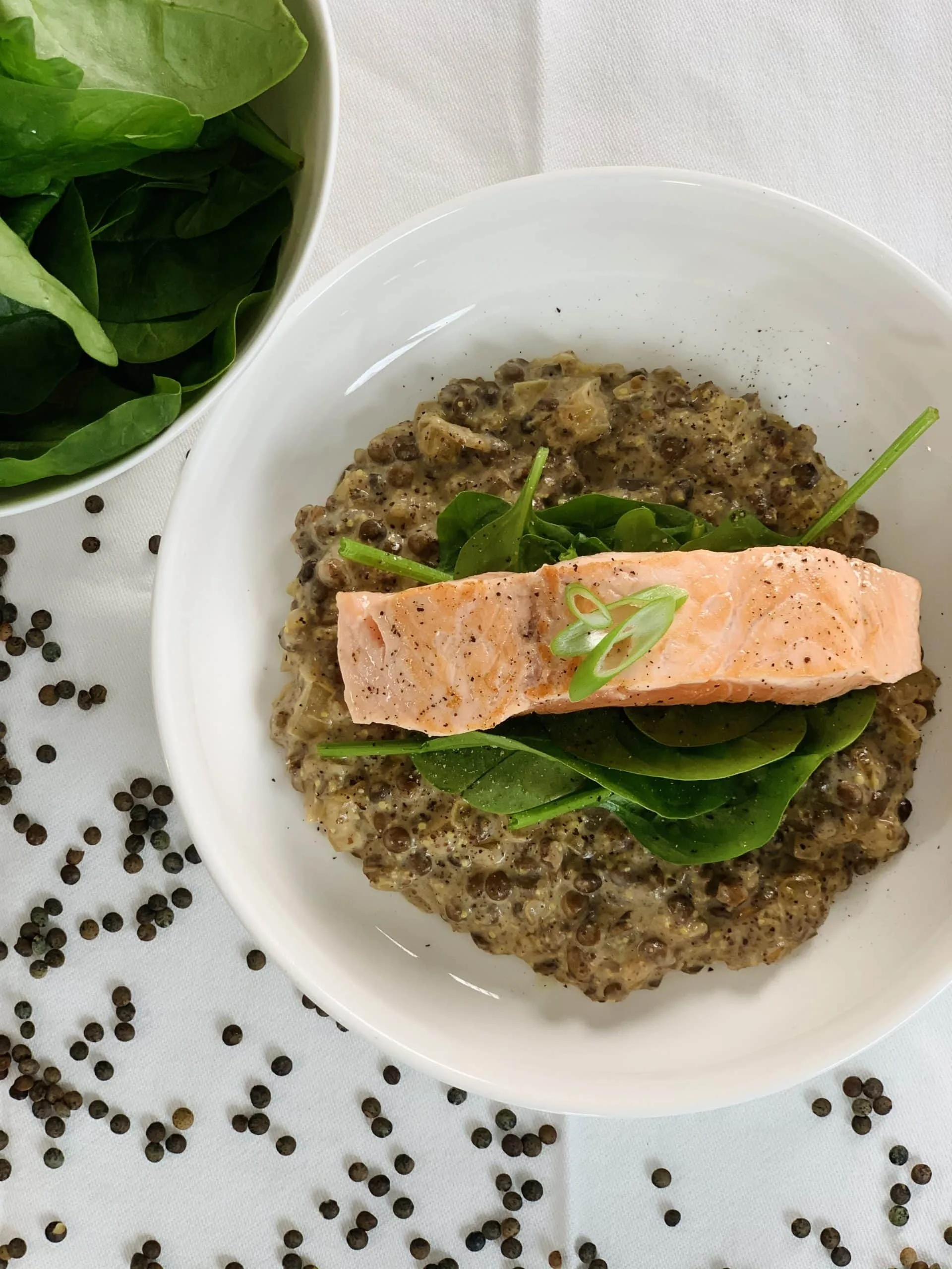 Saumon Bio / Lentilles Vertes / Jeunes Pousses d’épinard