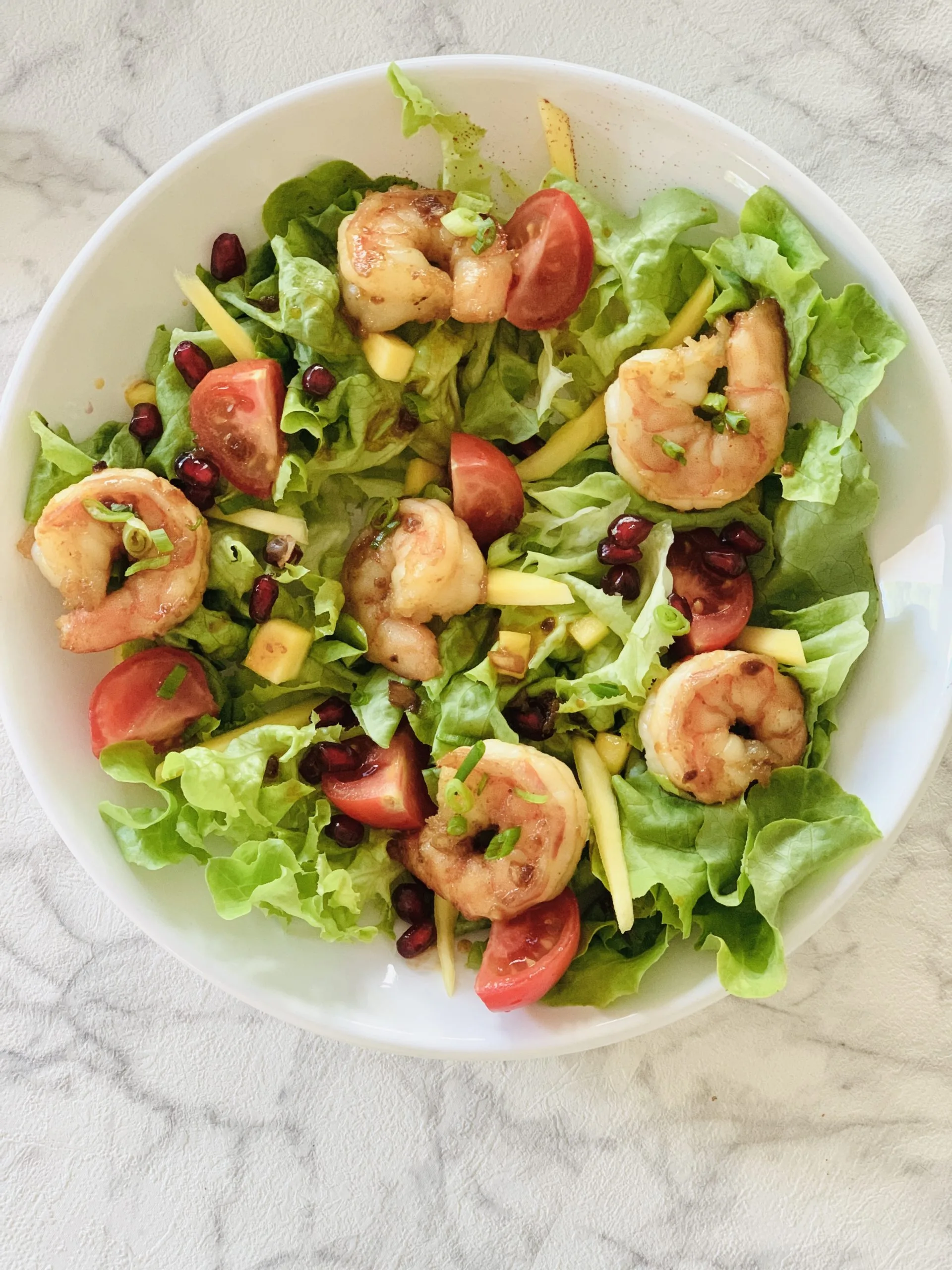 Salade de scampis, miel et paprika fumé