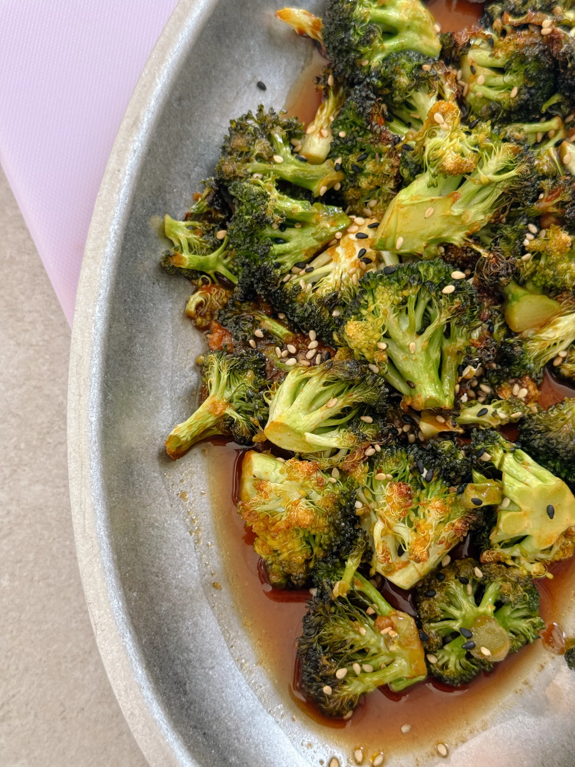 Brocolis croquants sauce sucrée/salée