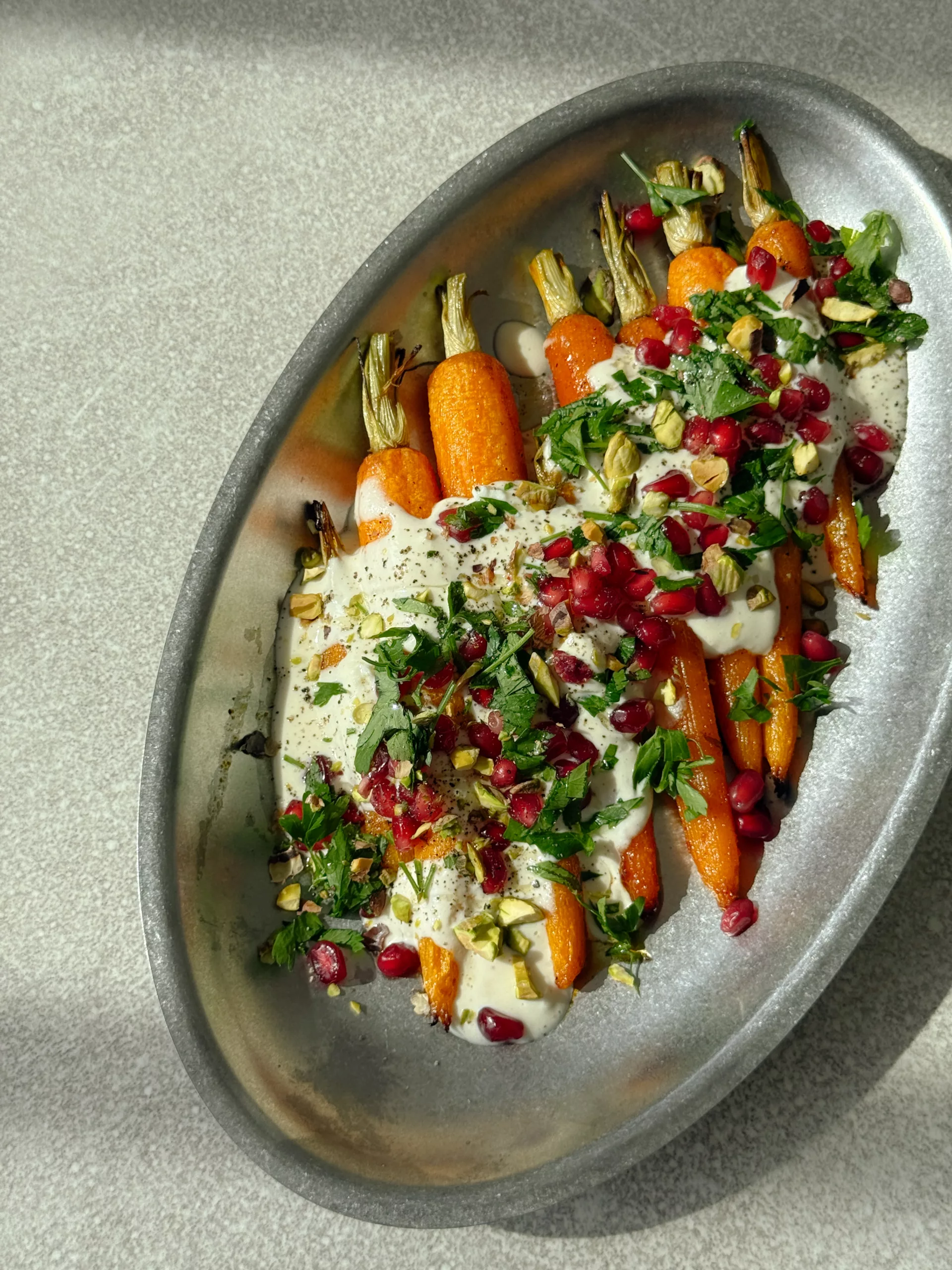 Carottes rôties sauce feta/ citron